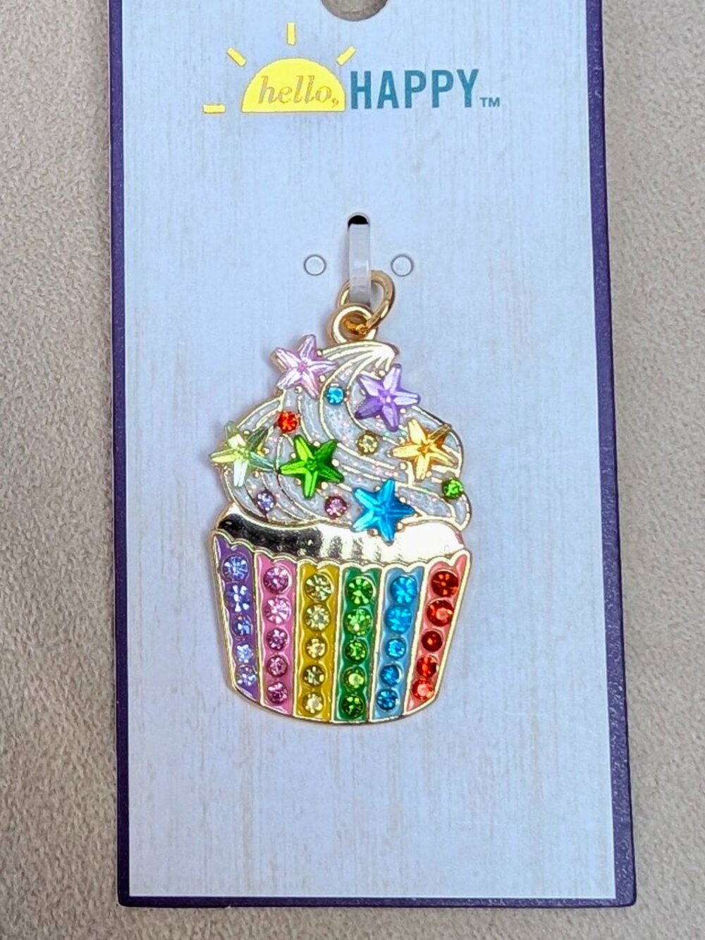 Hello Happy Cupcake Pendant Charm - NWT